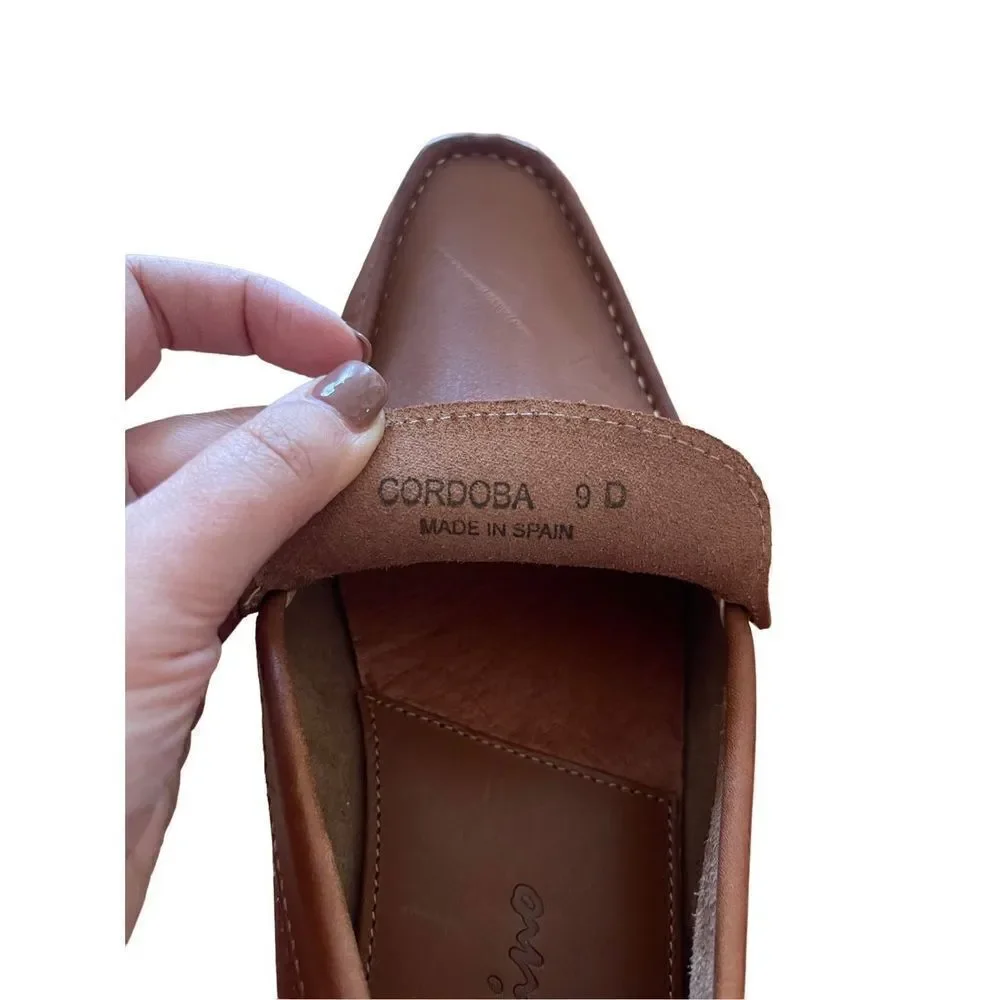 Sandrino Cordoba Mens Brown Leather Moc Toe Slip On Loafer Dress Shoes Size 9D